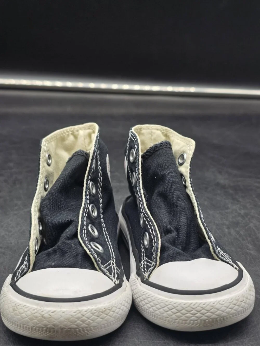 Converse All Star Shoes Infant Size 4 Black Hi Top Sneakers Missing Laces